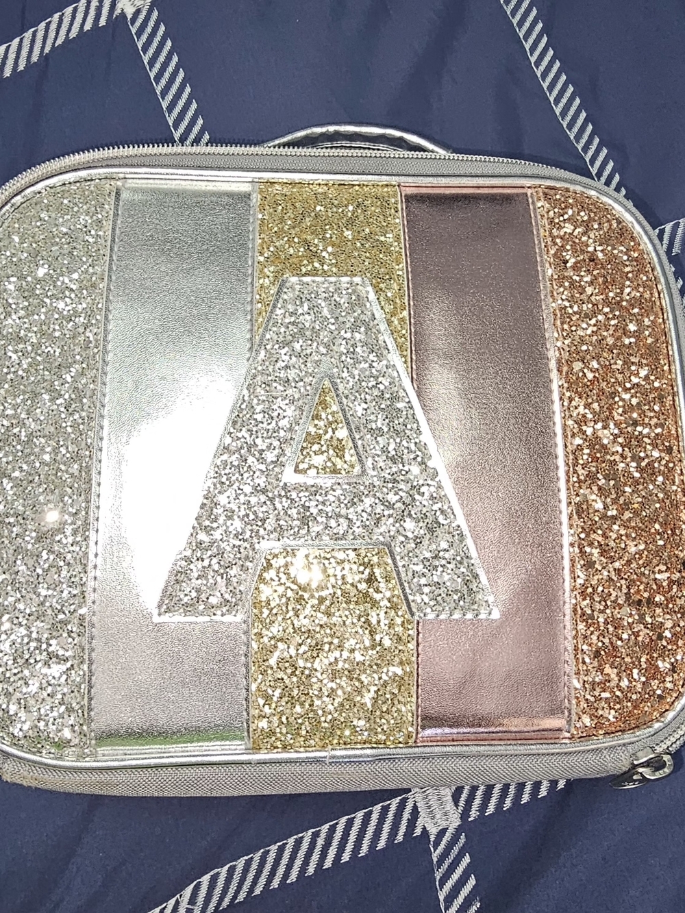 Justice Glitter Stripe Lunch Box With A Initial